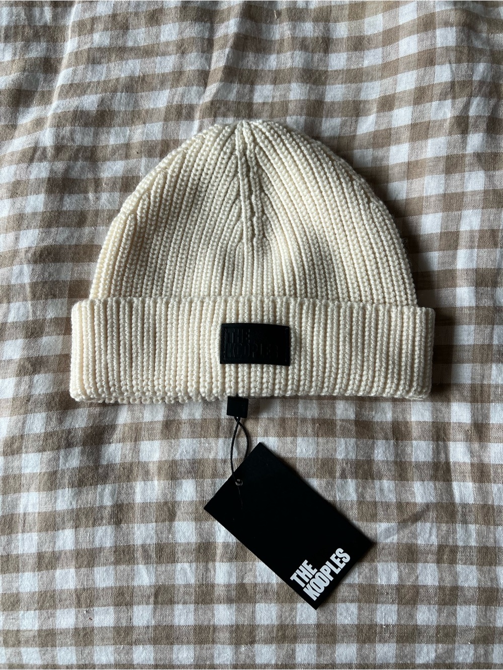 The Kooples Wool Beanie Ecru Black NWT $95 Brand New